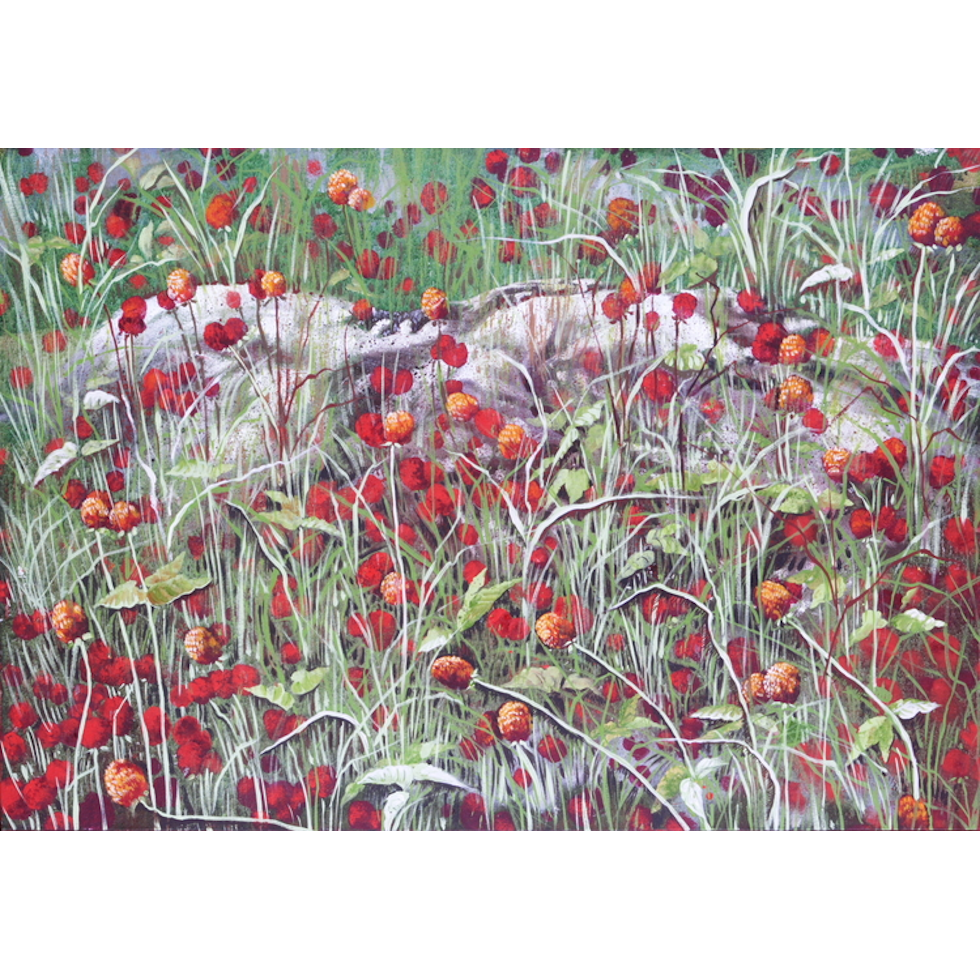 Eleni Tsotsorou, Series Florals, Red Blossoms V, 70 x 100 cm, Acrylic on canvas, 2009.